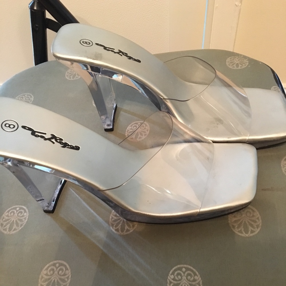 Lucite mules- Size 8 4inch heel